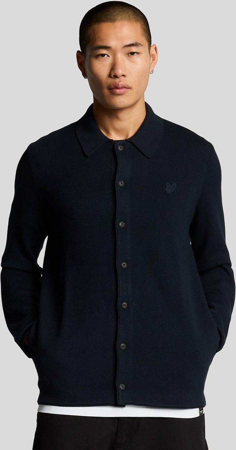 Thumbnail - Lyle & Scott Tonal Eagle Doppelstrickshirt - Dunkelmarine