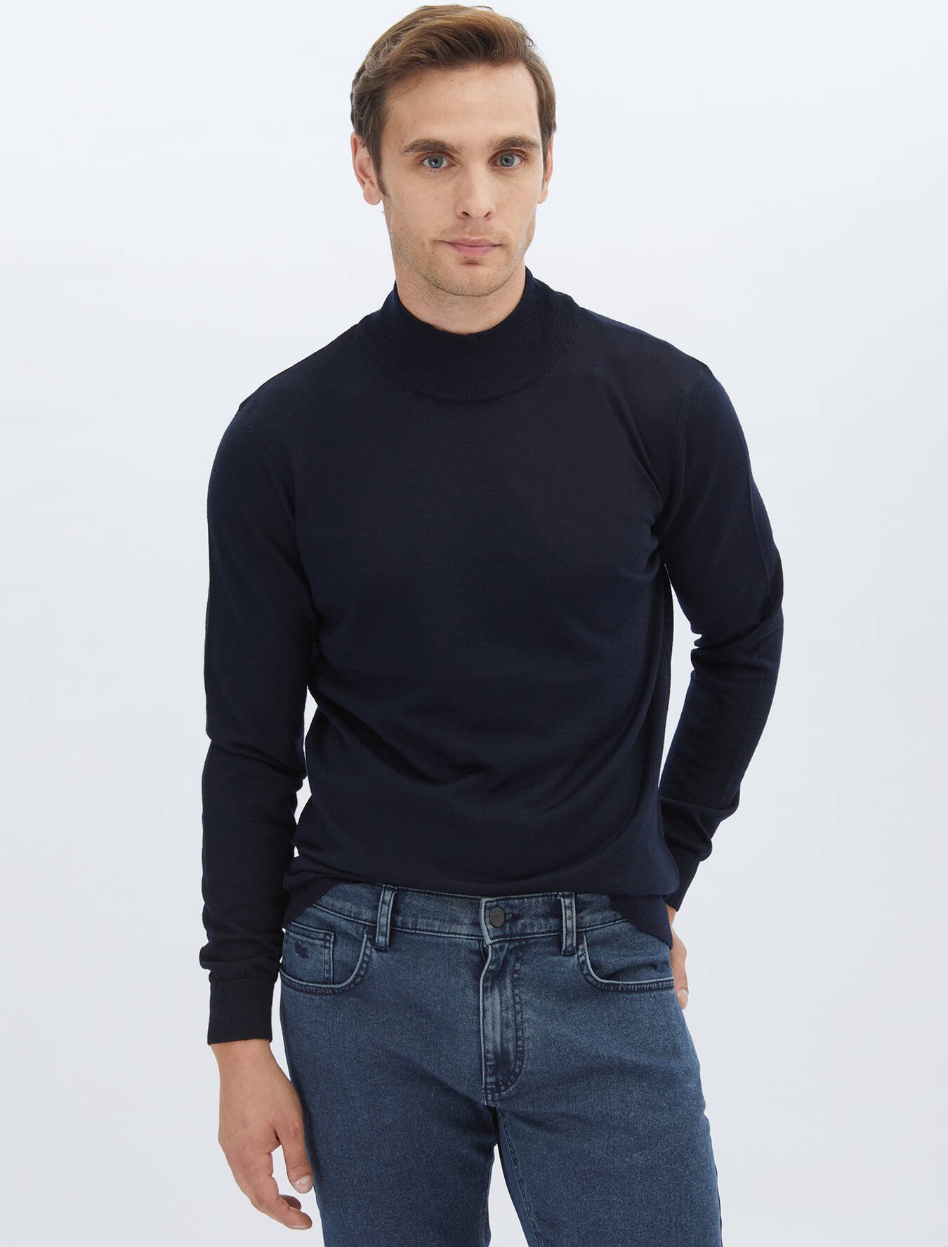 Thumbnail - Strickpullover aus schlichter Wollmischung