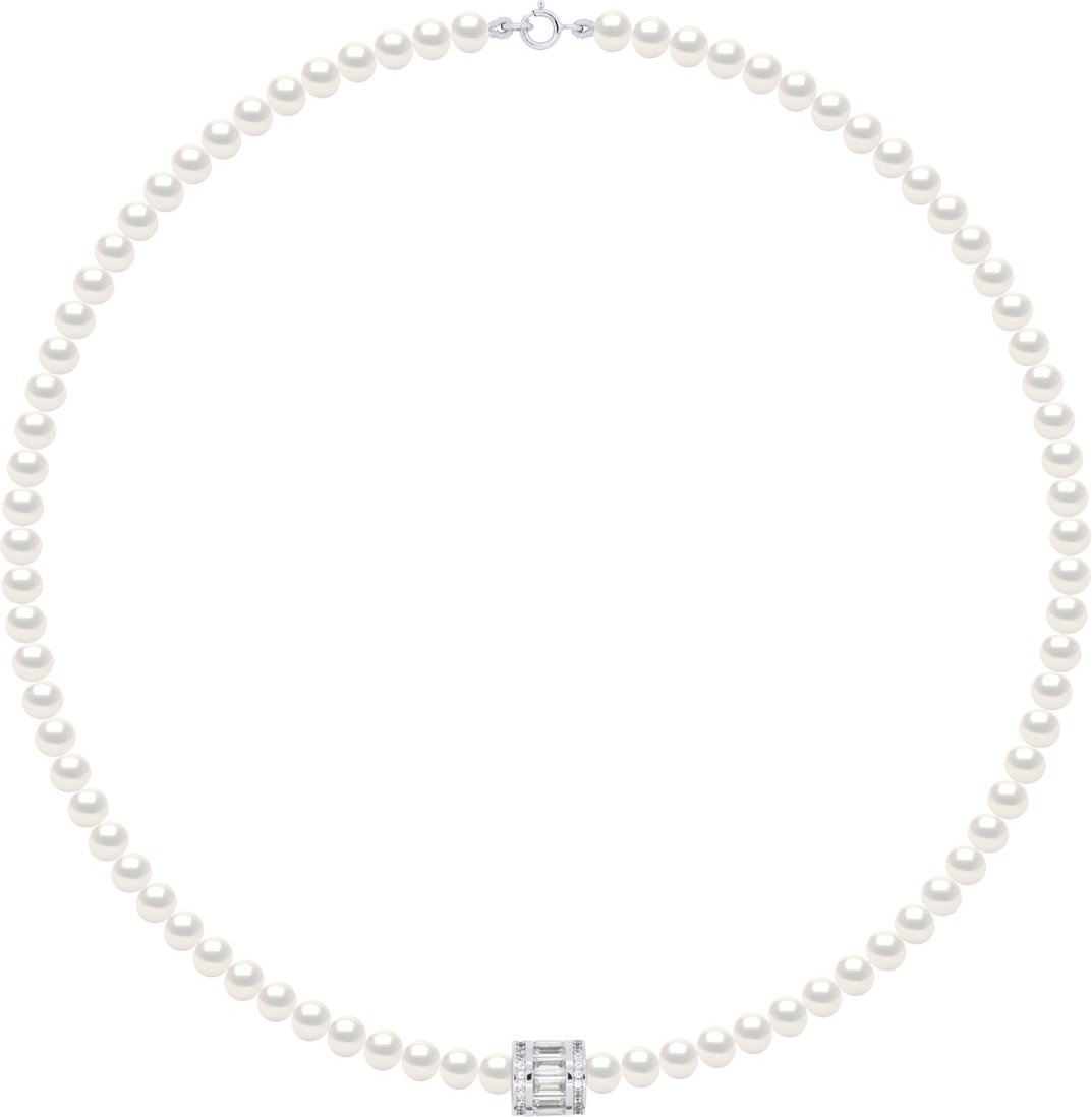 Halskette Reihe aus echten Süßwasser-Zuchtperlen, halbrund, 5–6 mm