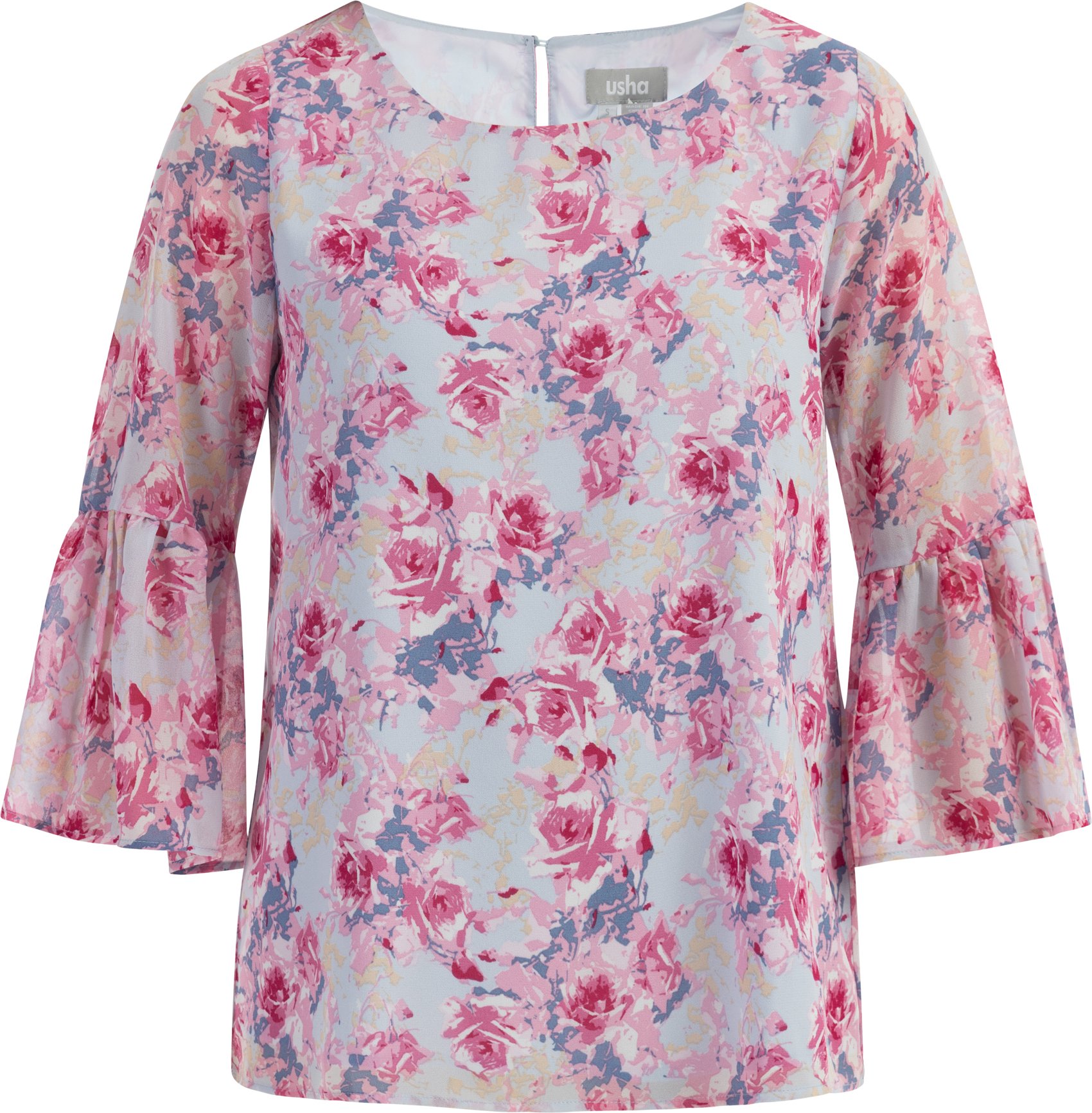 usha Bluse Damen Rosa Hellblau