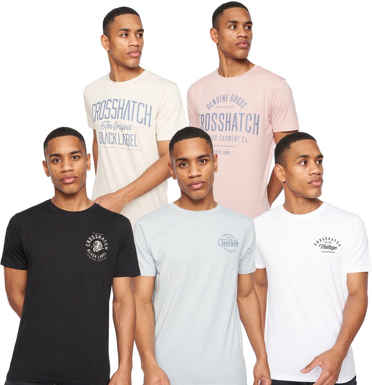 Crosshatch - "Fremal" T-Shirt für Herren (5er-Pack) (Bunt)