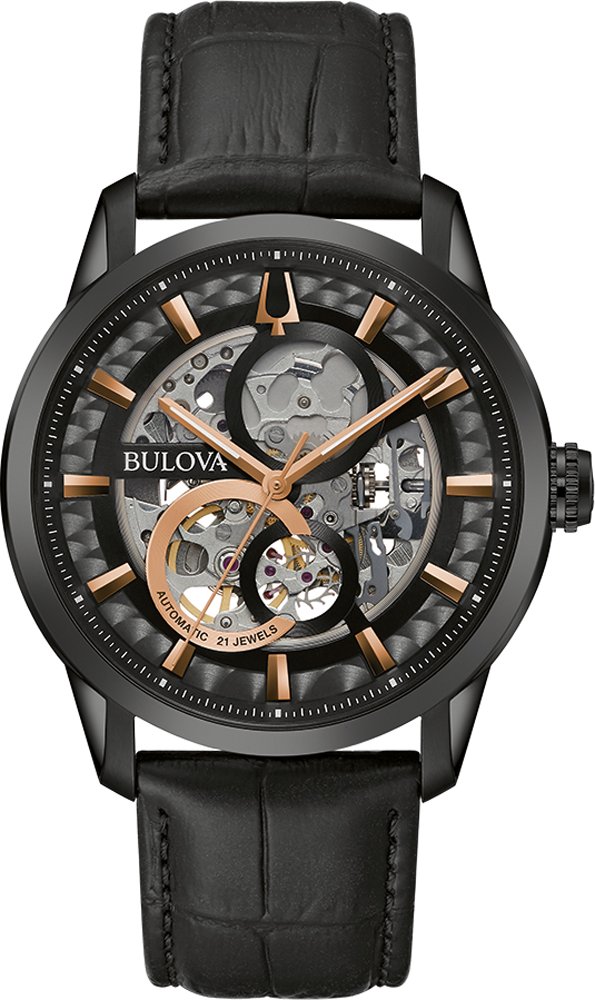 Bulova Sutton Automatic Schwarz Herren Armbanduhr 98A283