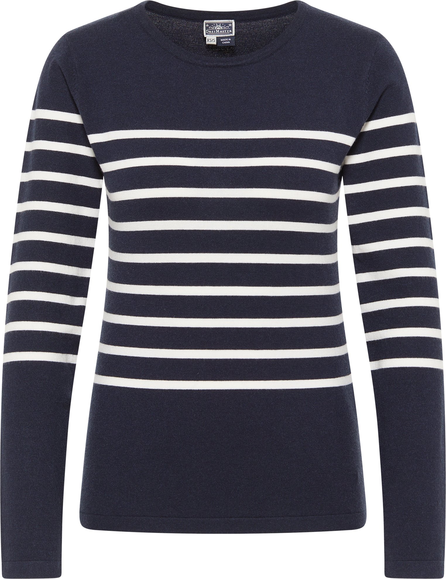 Dreimaster Strickpullover Damen Marine Wollweiss