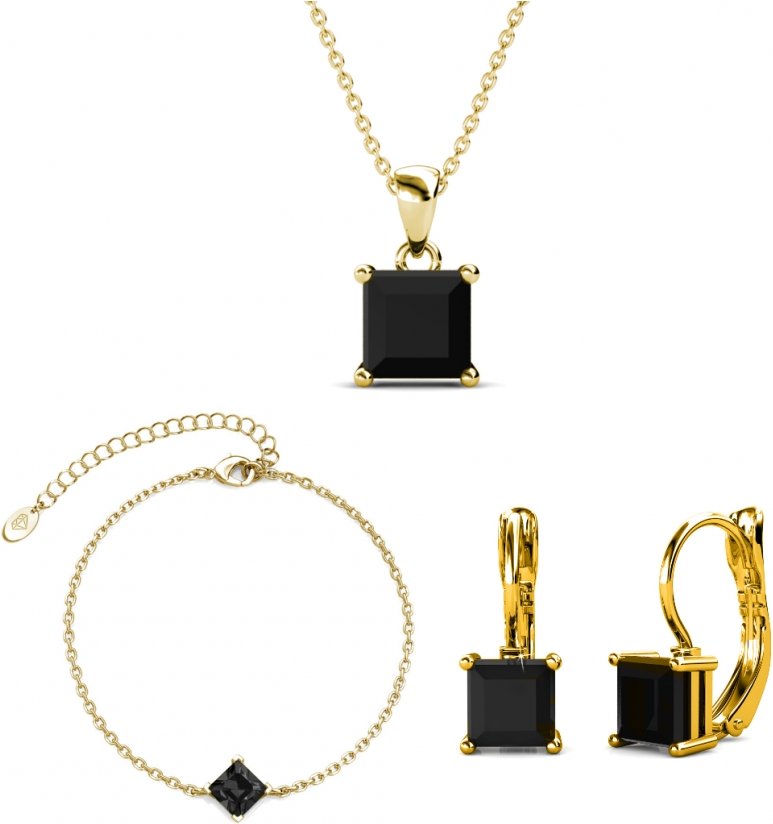 Parure et Coffret Simple Square - Doré et Noir