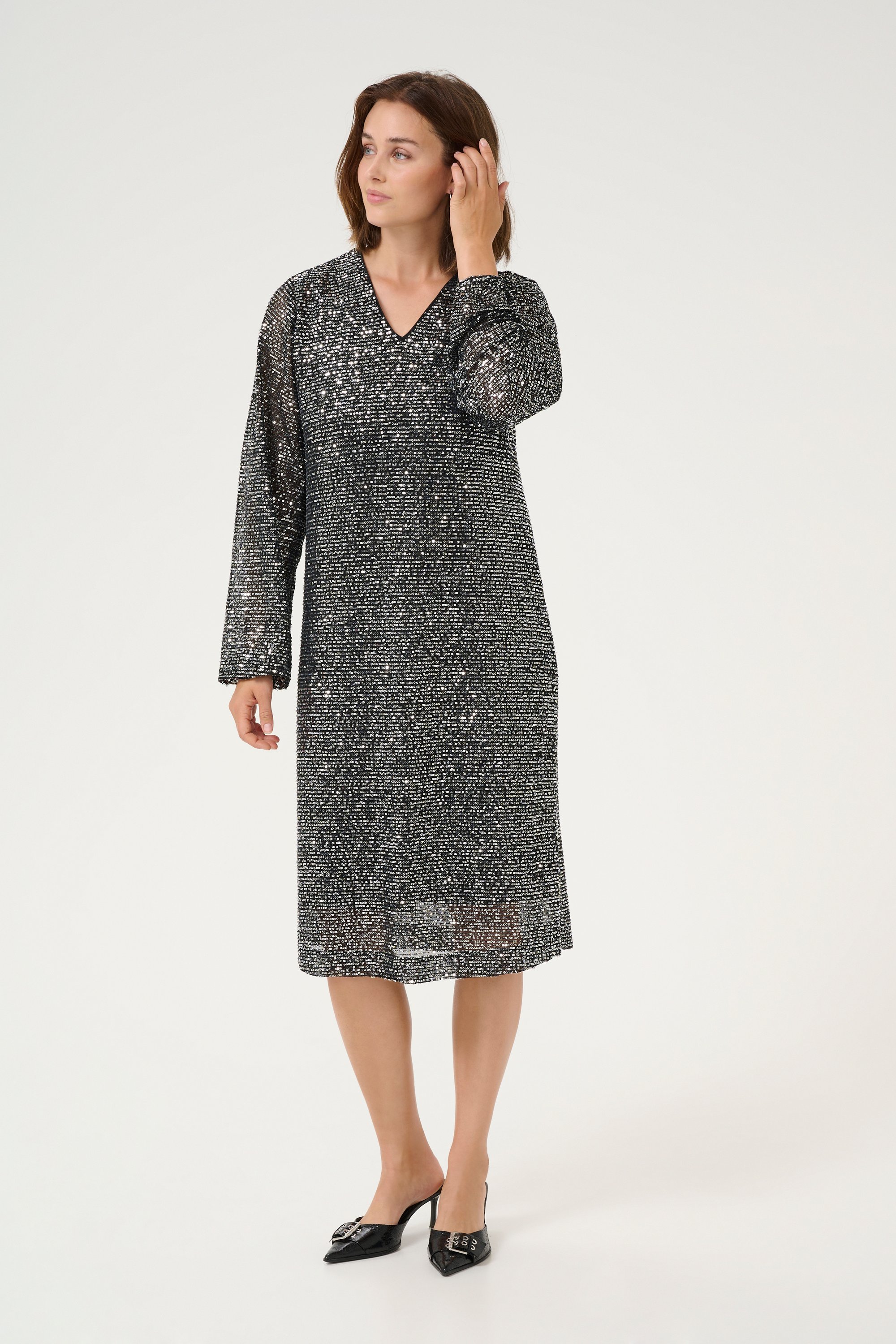 Jerseykleid A-shape Silver Sequin silver