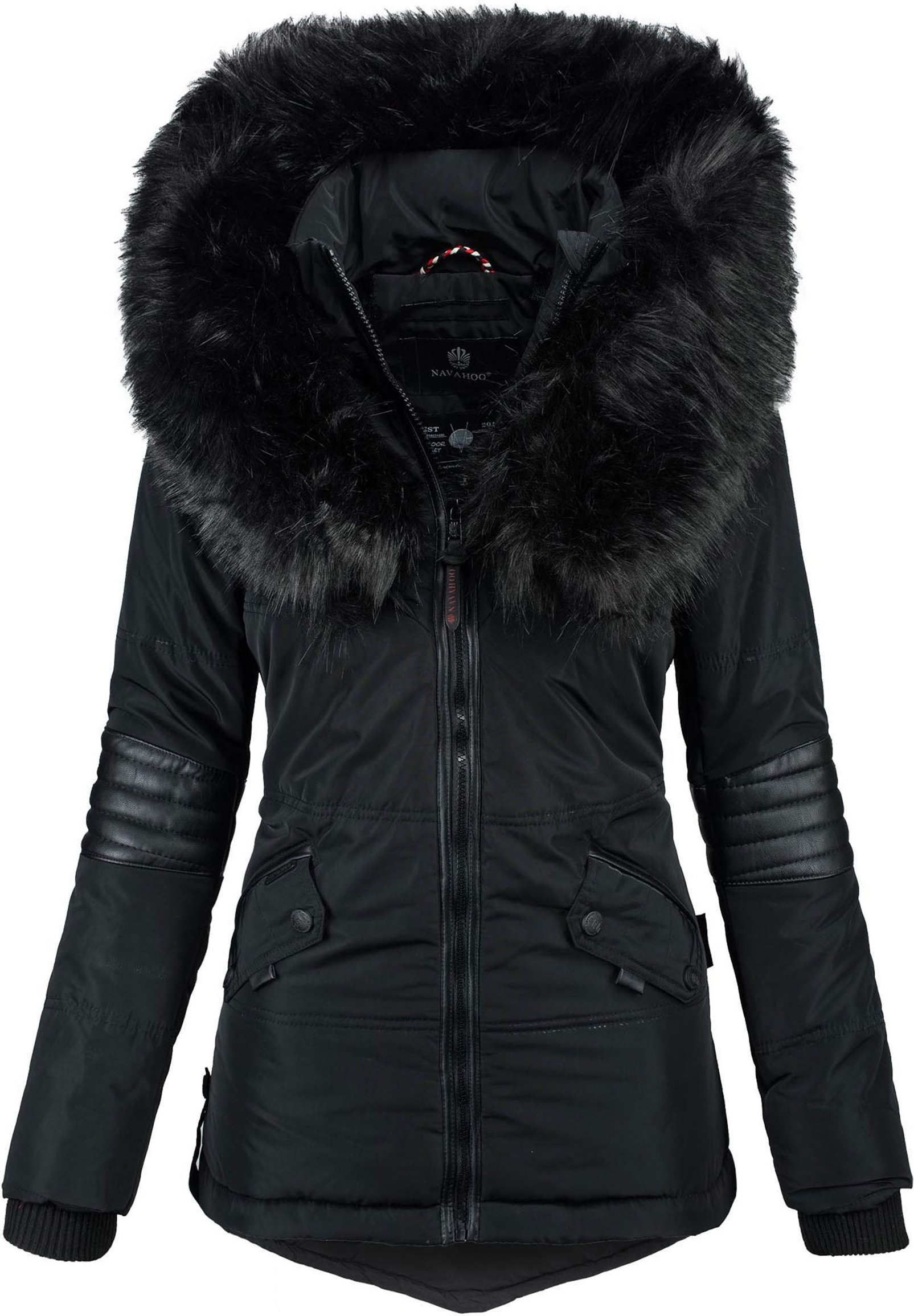 Navahoo Damen Winterjacke Nirvana – Warm, Mit Pompösem Kunstfellkragen & Teddyfellfutter