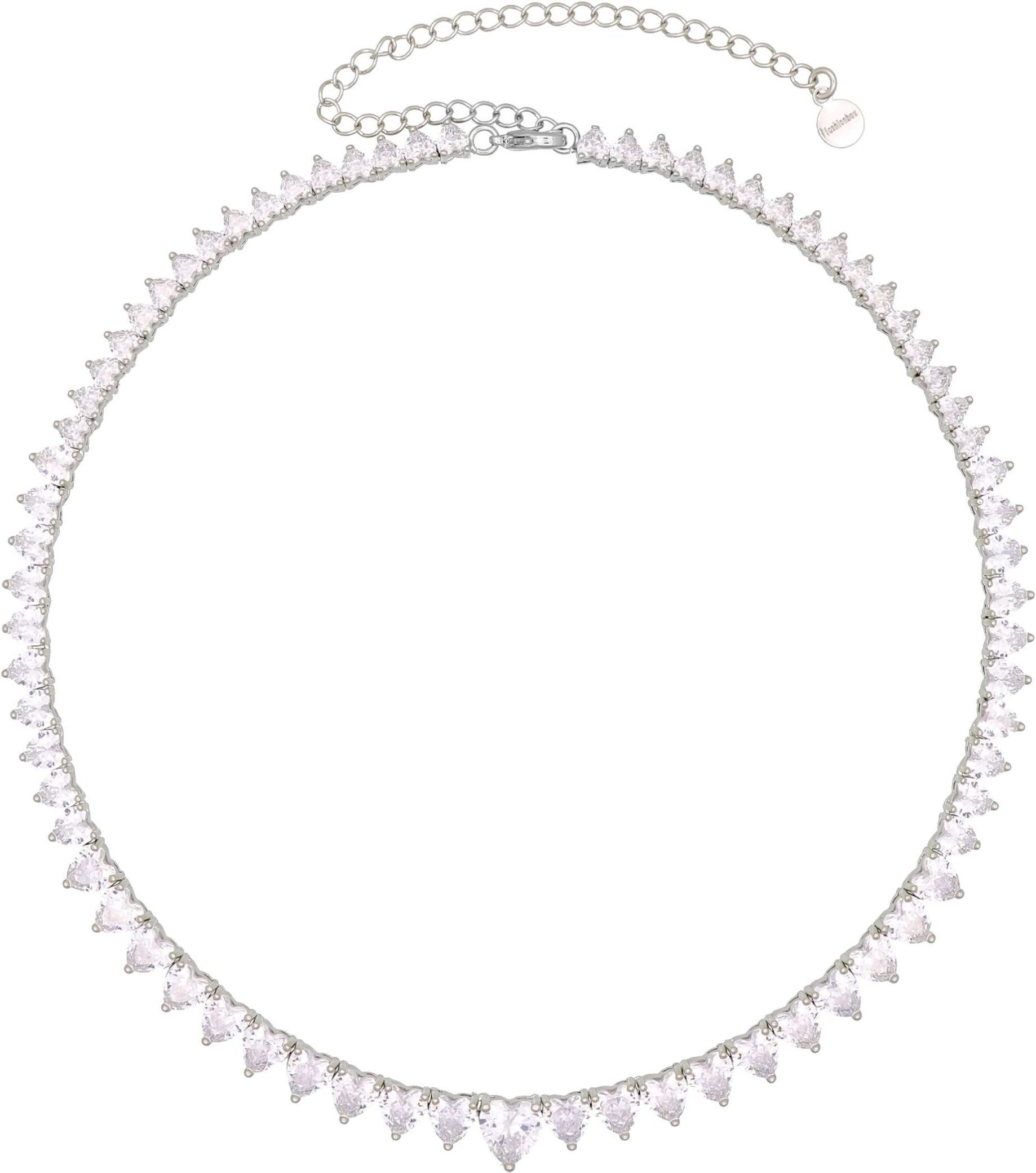 Fashionbox Collier rhodiniert Zirkonia weiss Mittelteil Zirkoniaherz weiss