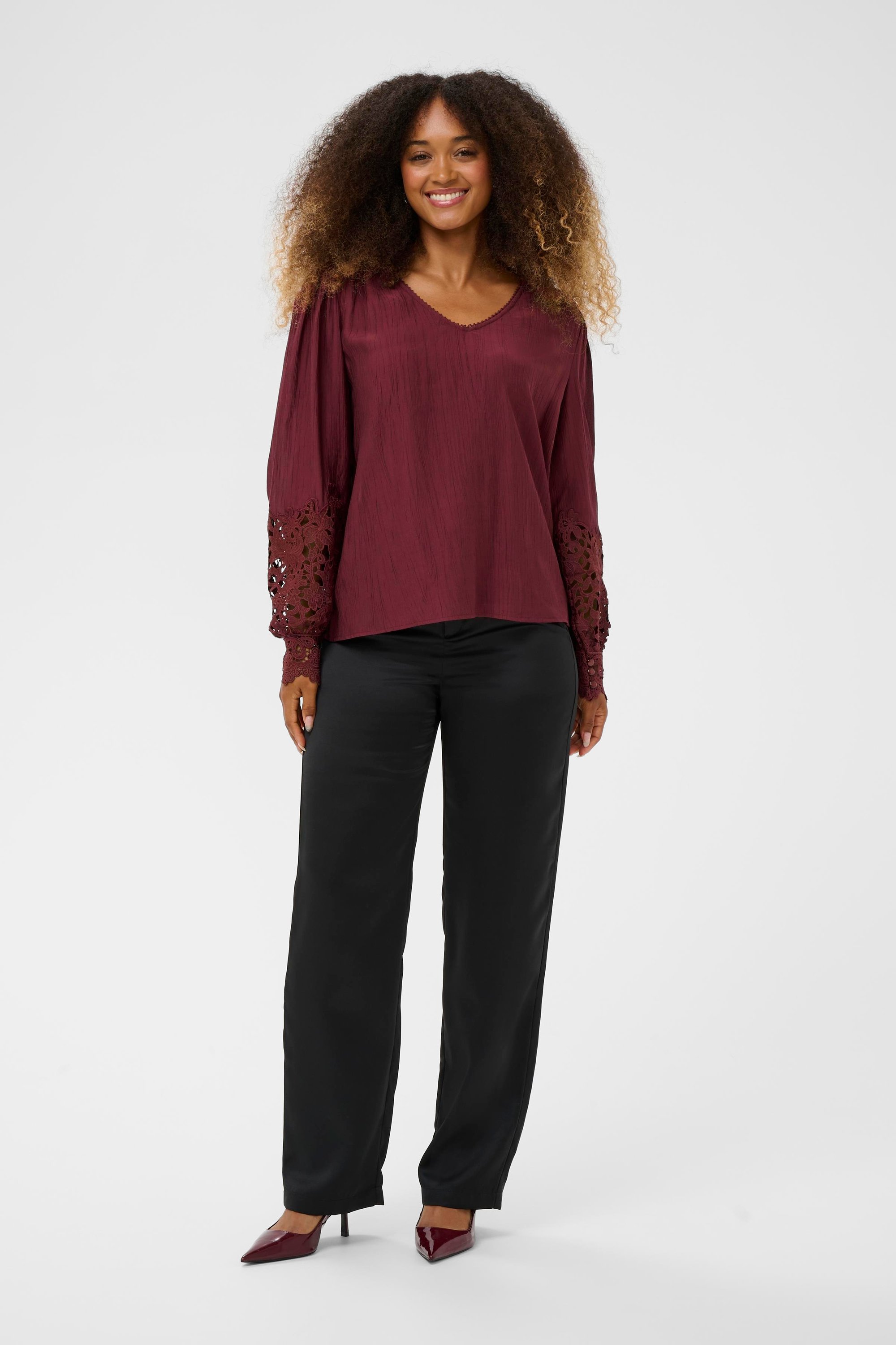 Langarm-Bluse CRTina Relaxed fit burgundy