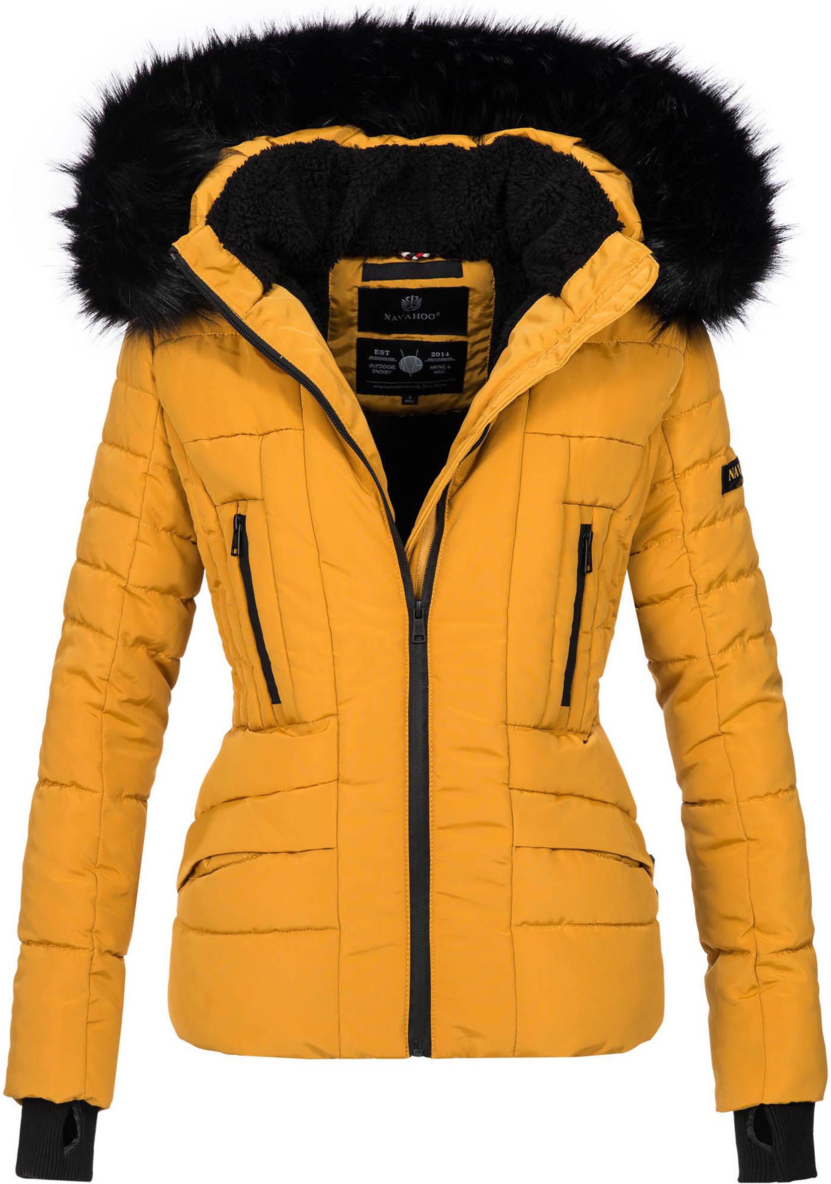 Navahoo Damen Winterjacke Adele – Warm, Mit Teddyfellfutter & Abnehmbarem Kunstfellkragen