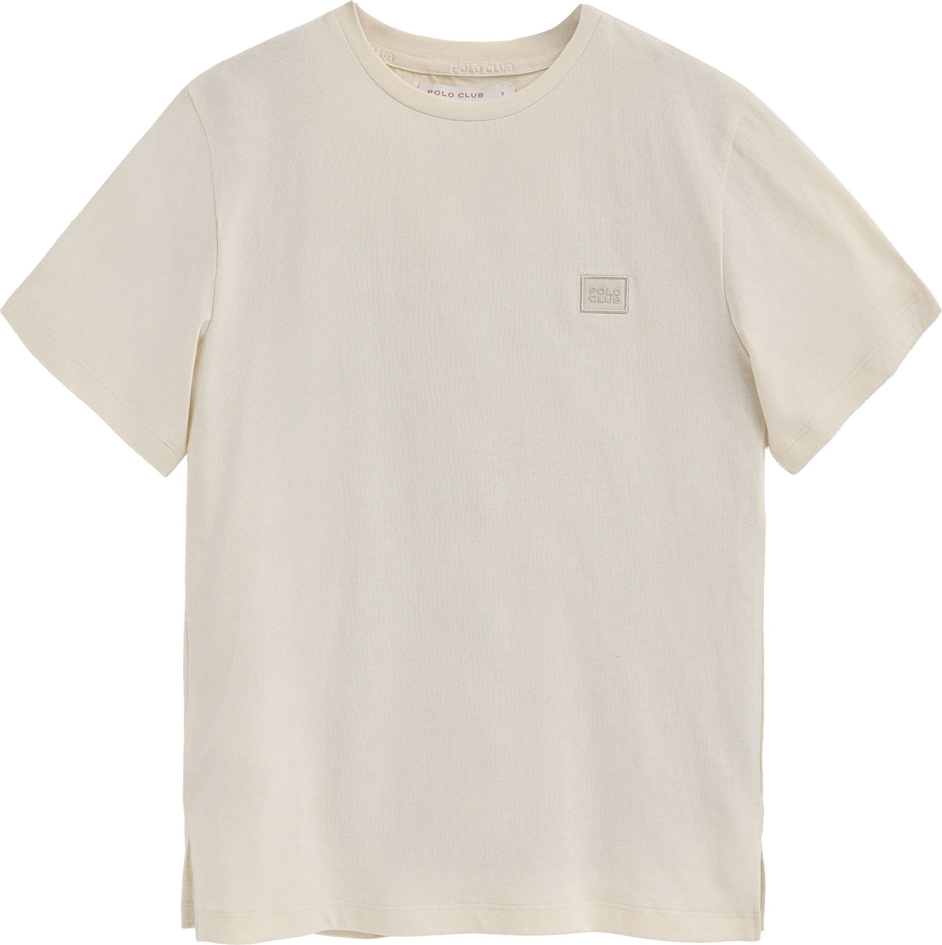 T-Shirt ecru mit geradem Schnitt und Polo Club-Patch