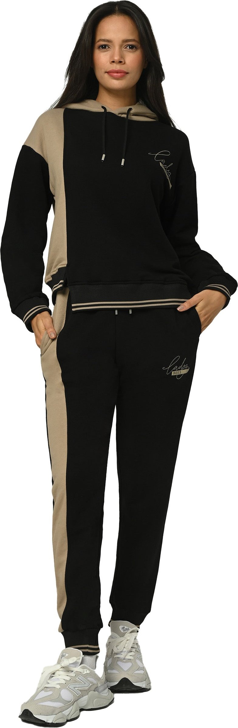 Tom Barron Damen Bedruckter gerippter Trainingsanzug-Set Lady Boss