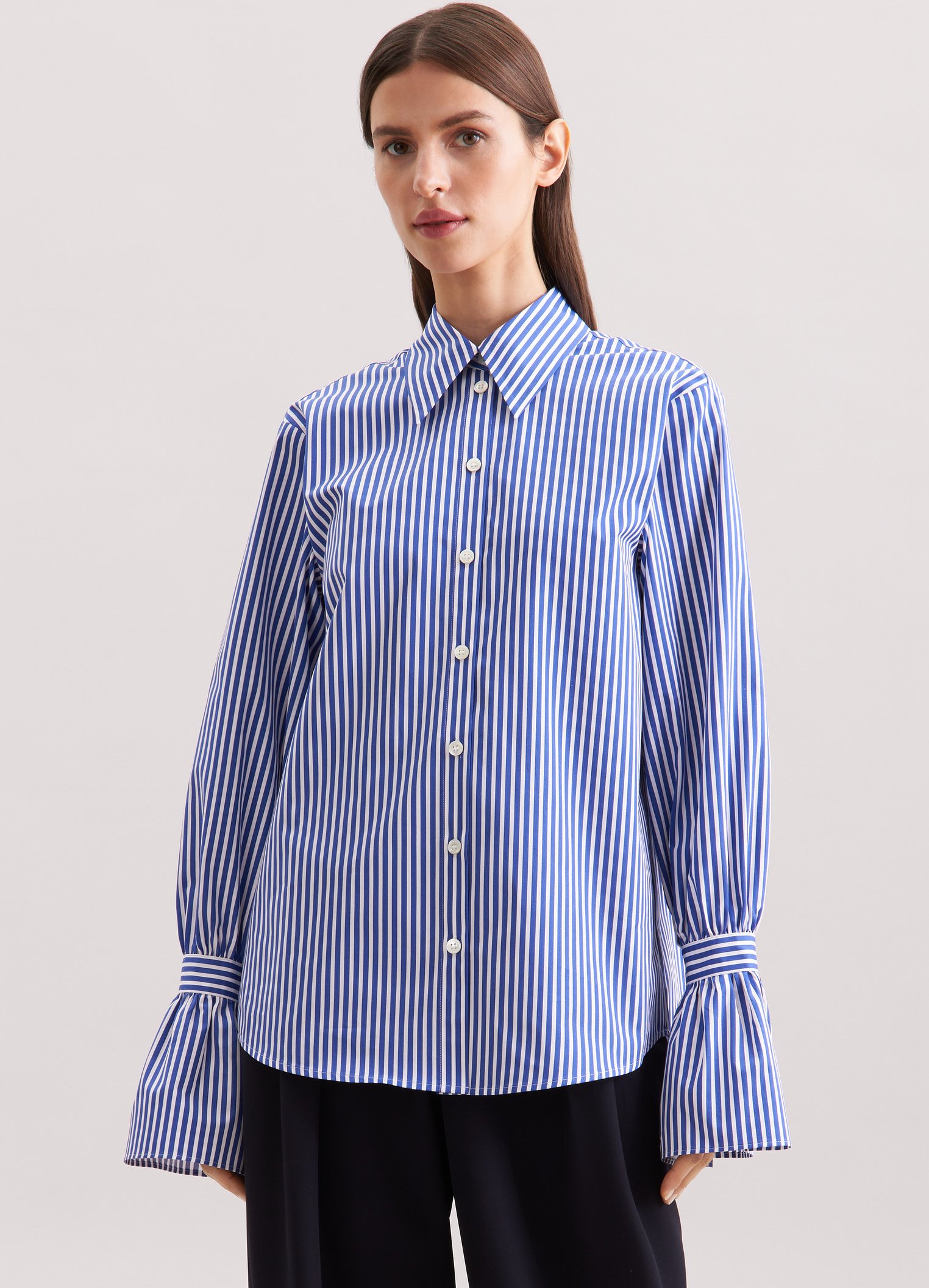 Hemdbluse Damen Mittelblau