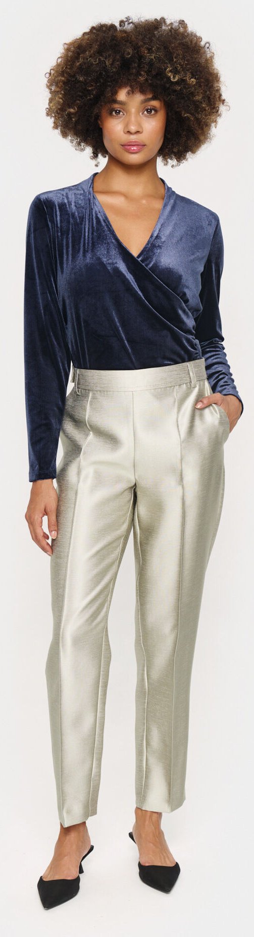 Langarm-Bluse Fitted blue