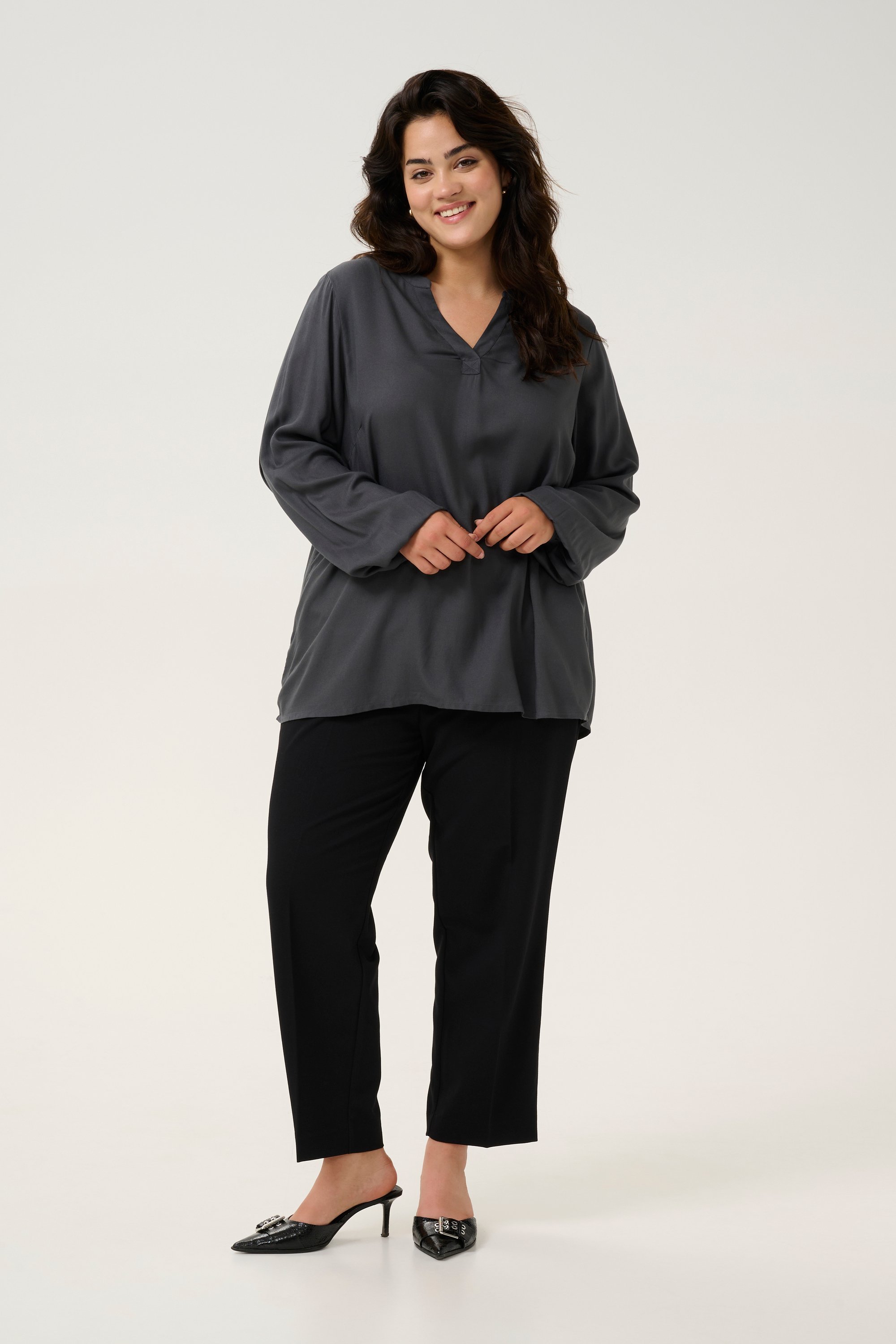 Thumbnail - Langarm-Bluse Regular fit Black Oyster