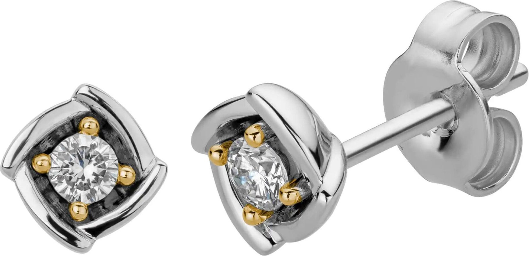 Lyomi Ohrstecker 585/- GG/WG 2 synth. Diam. 0,15ct.