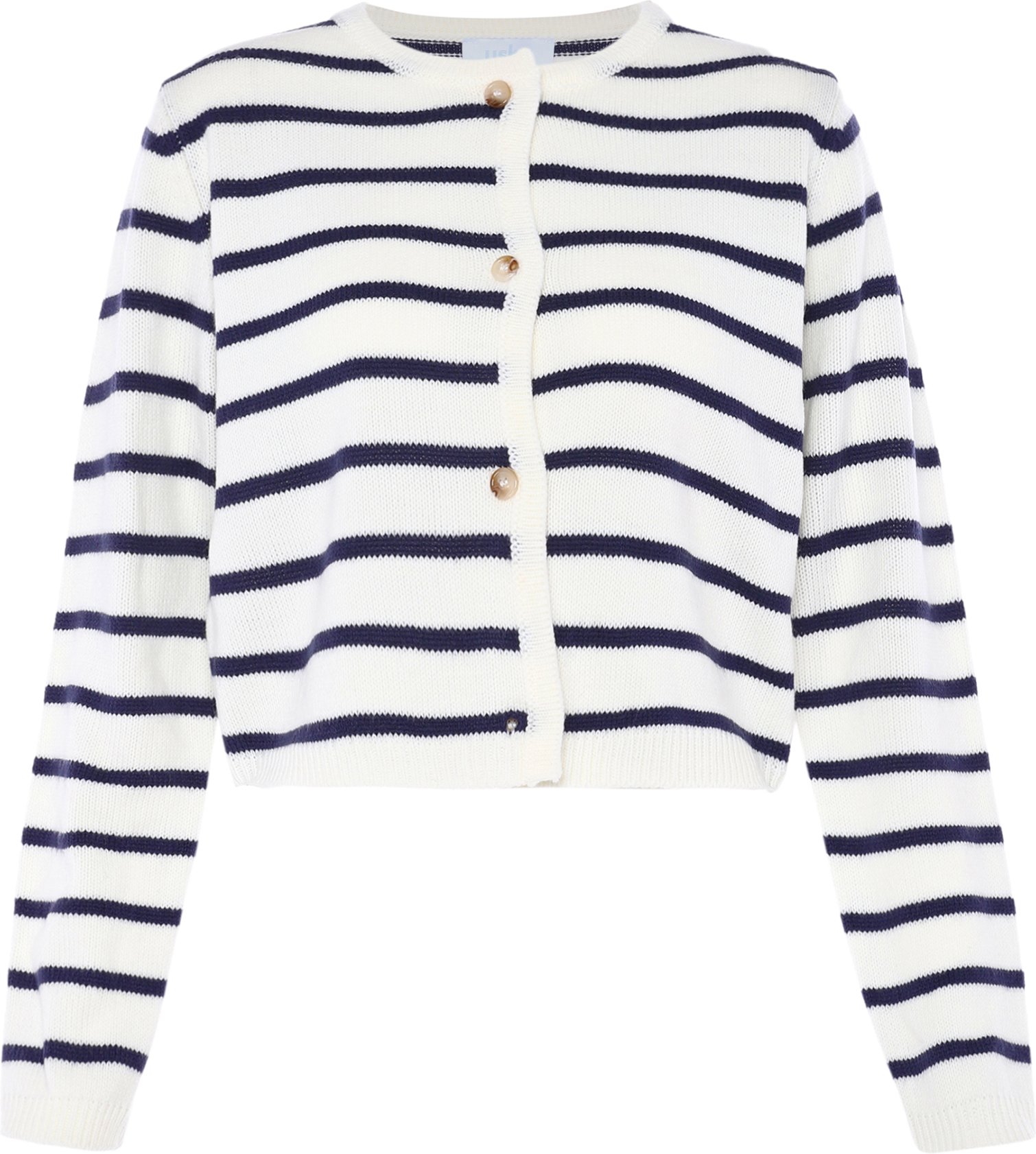 usha Strickjacke Damen WOLLWEISS MARINE STREIFEN