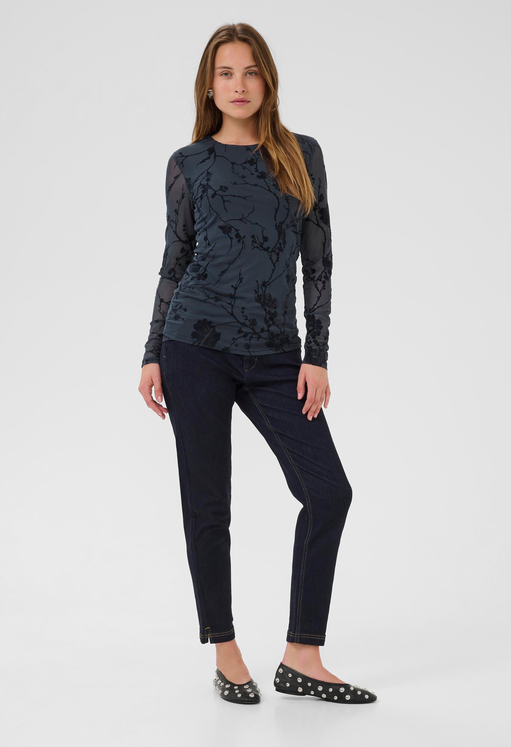 Langarm-Bluse CUpalida Fitted dark blue