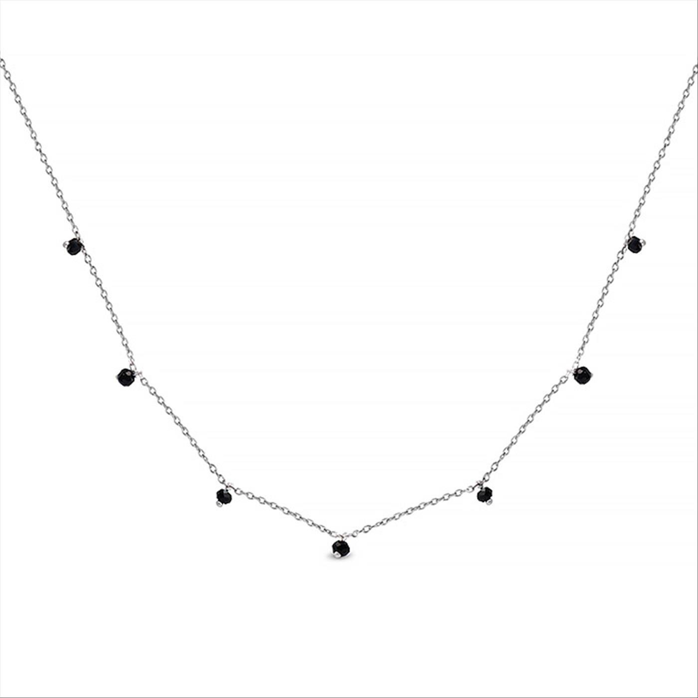 Luxenter, Khosar-Halskette aus 925er Sterlingsilber und rhodiniertem Onyx