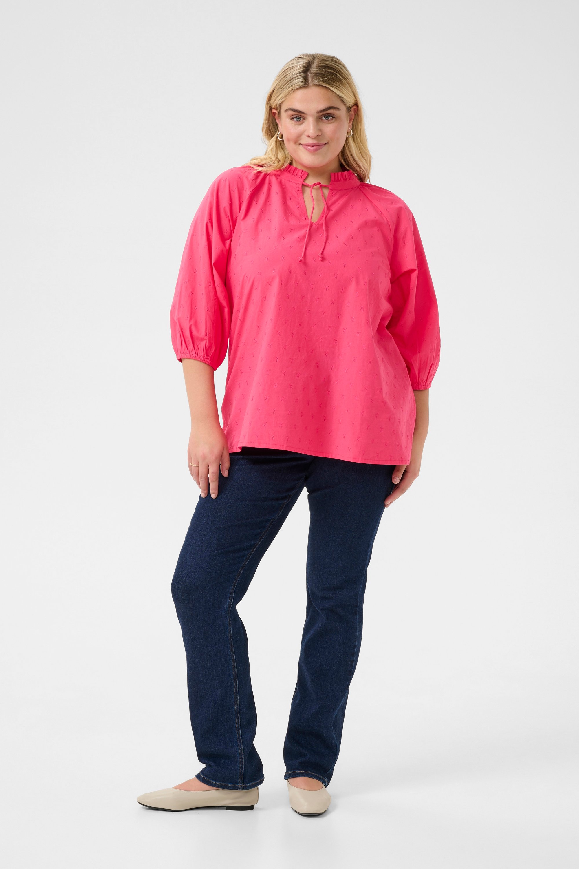 Thumbnail - Langarm-Bluse Regular fit Rasberry Flower Embroidery floral