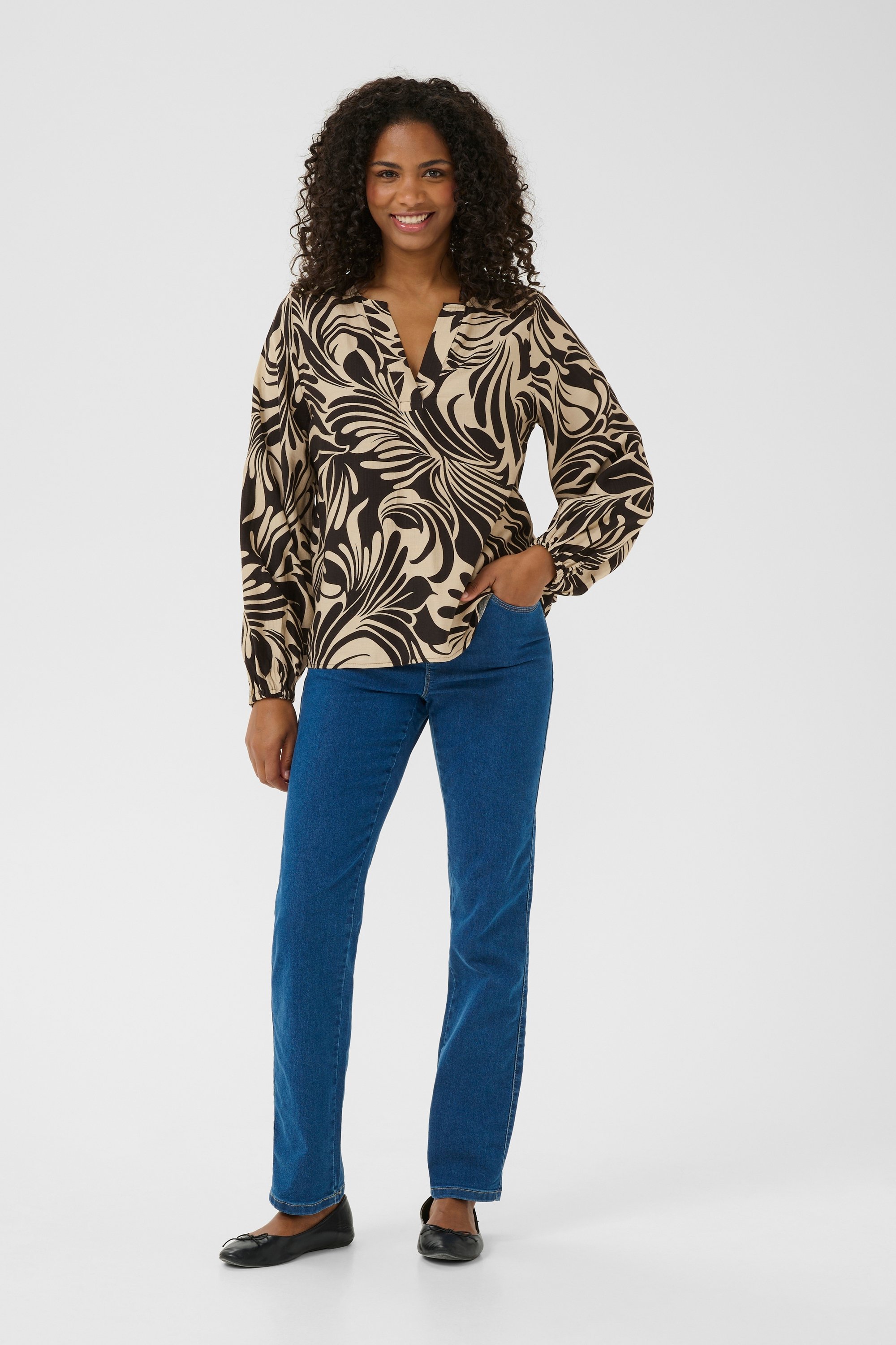 Langarm-Bluse KAcelia Regular fit blue grey multi