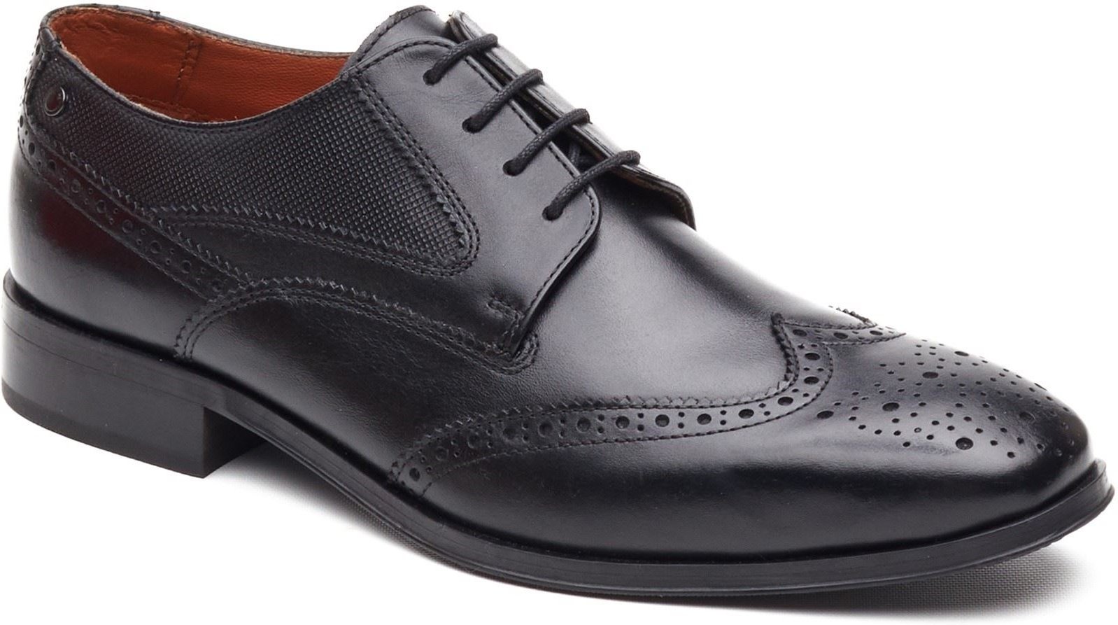 Base London Steeple Brogue Leder Herren Schwarz Brogues Schuhe