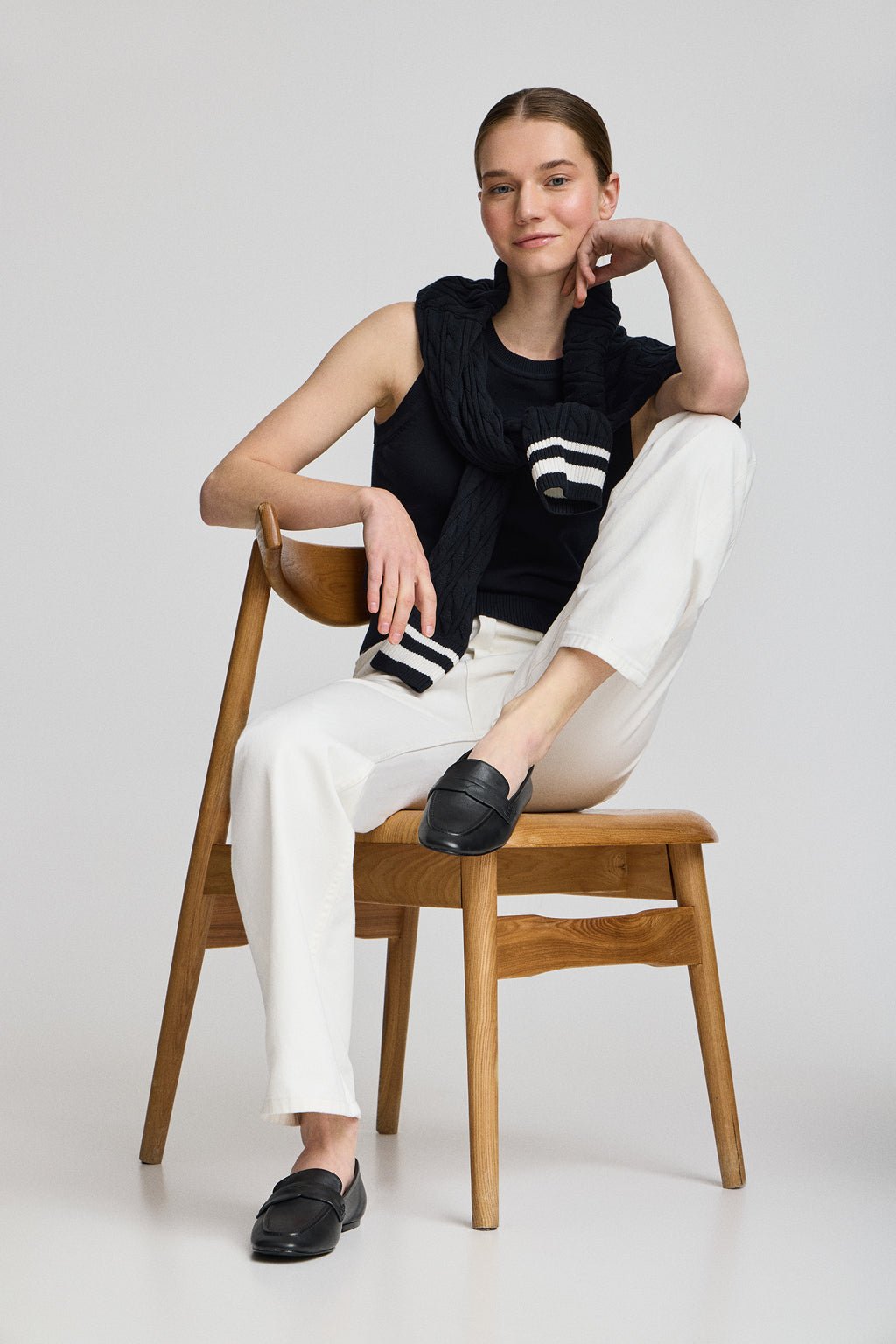 Mokassin Antonella schwarz aus Nappaleder mit Metallic-Detail