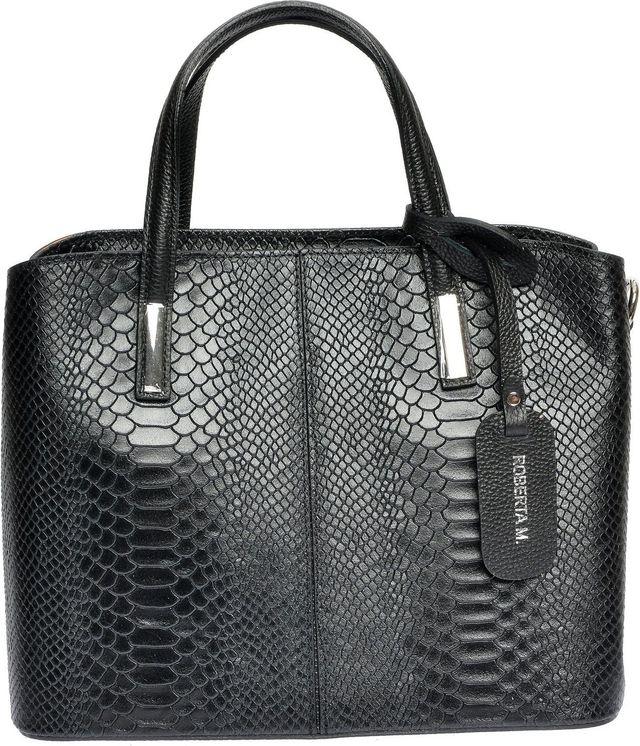 Roberta M Schwarze Lederhandtasche