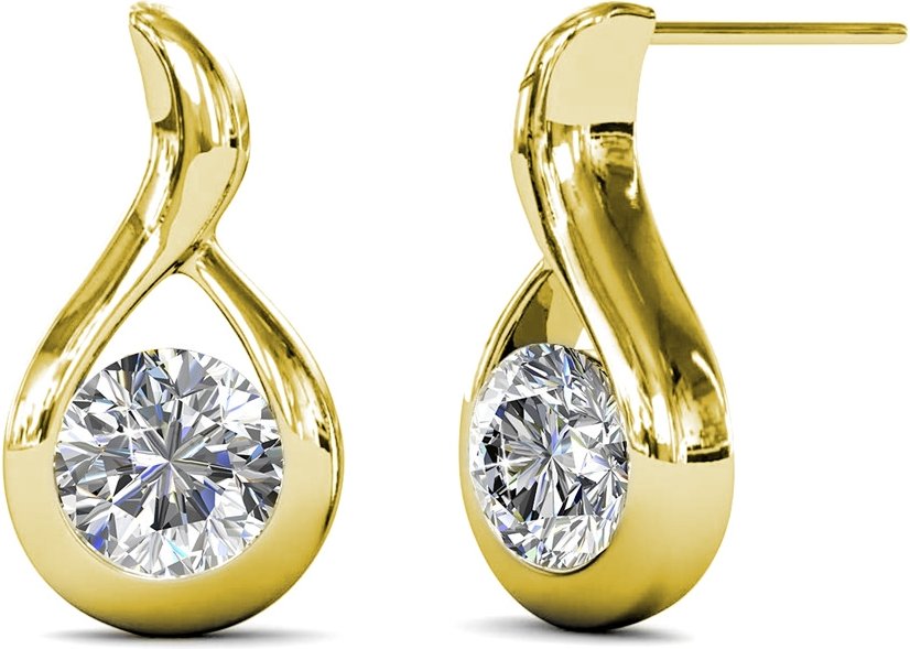 Gewellte Ohrringe - Gold und Kristall