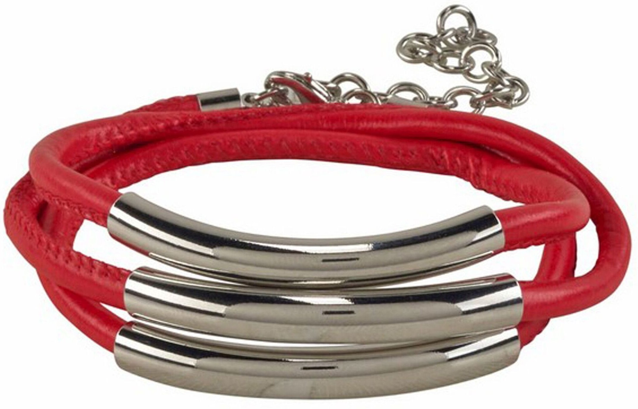 Steuer Modeschmuck Armband Kunstleder rot Karabiner