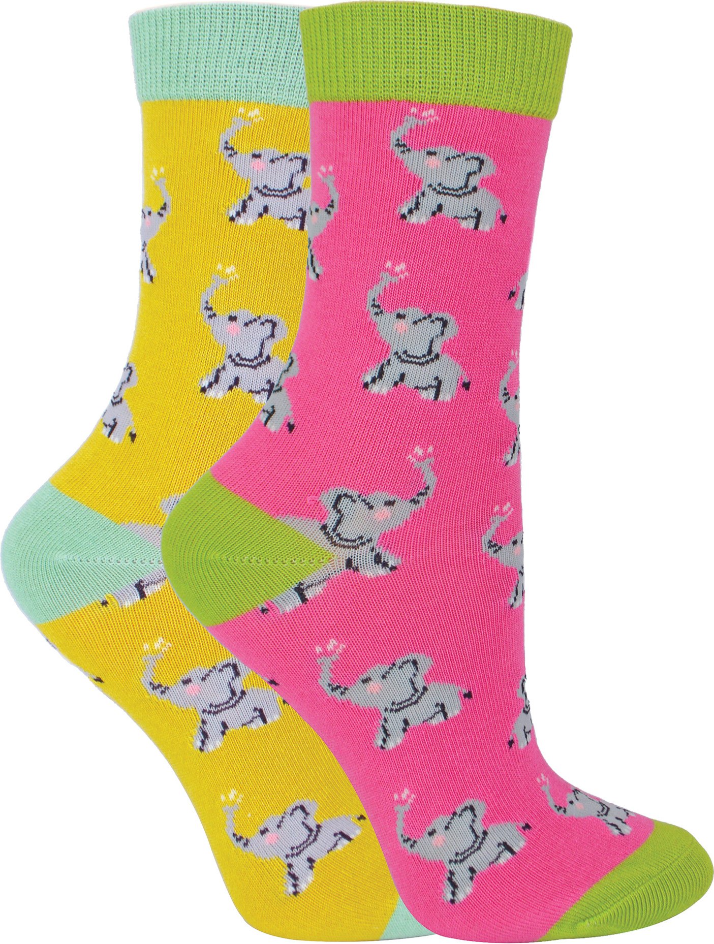 Miss Sparrow - 2er-Pack Mädchen Bambus Tier gemusterte Socken - Elefanten