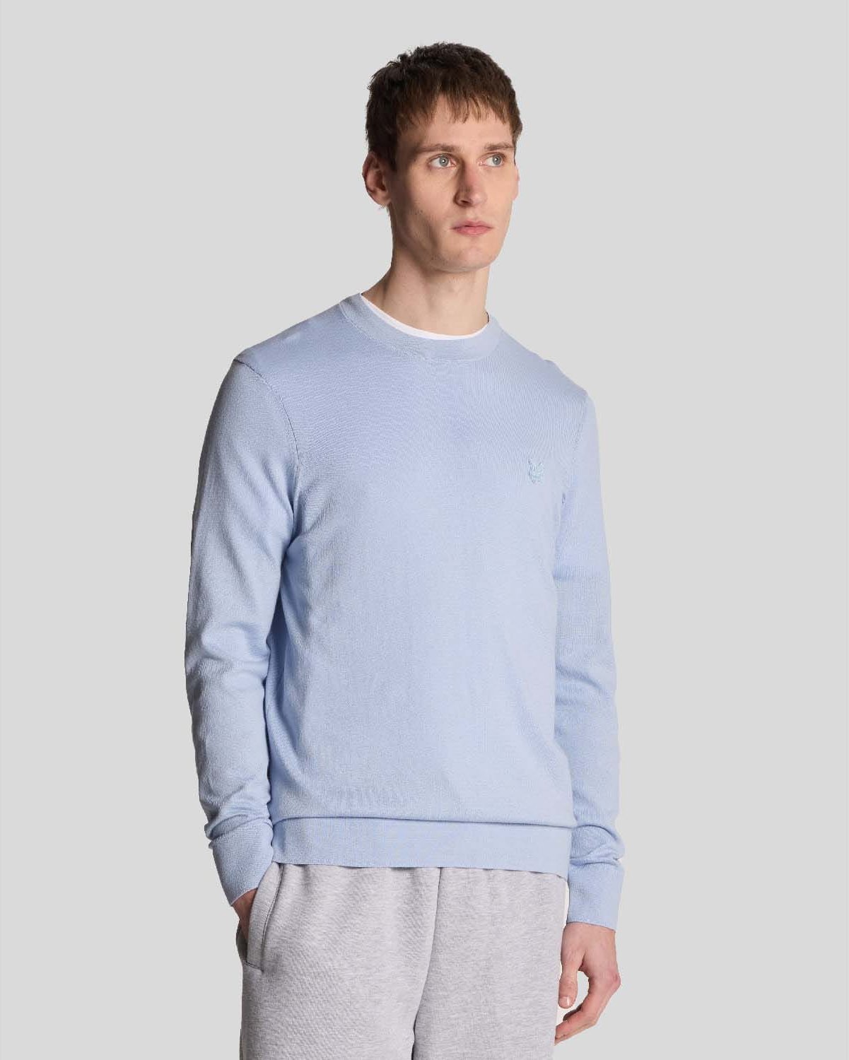 Herren Lyle And Scott Tonal Superfeine Baumwollpullover mit Rundhalsausschnitt in Blau
