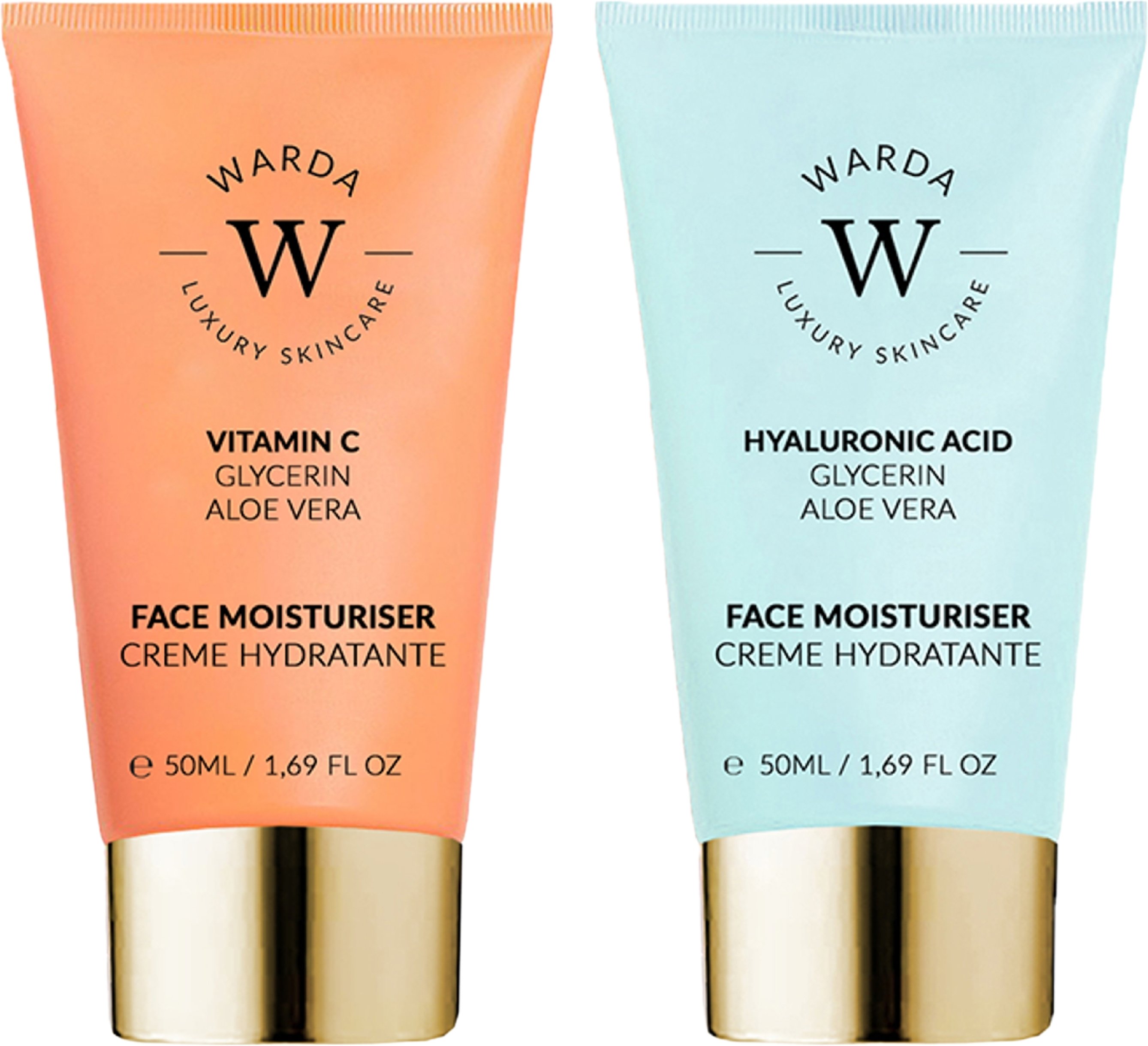 SKIN GLOW BOOST VITAMIN C MOISTURISER 50m + SKIN HYDRATION BOOST HYALURONIC ACID MOISTURISER 50ml