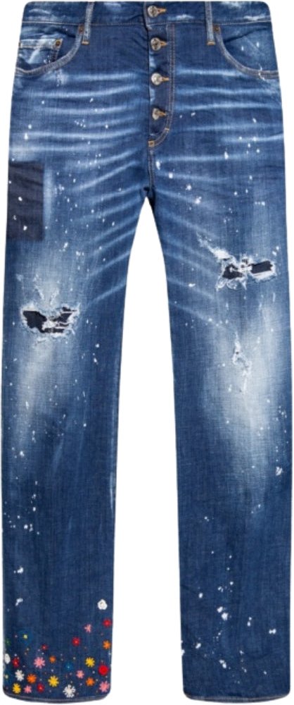 Dsquared2 - Roadie - Blaue Jeans Mit Blumenmuster