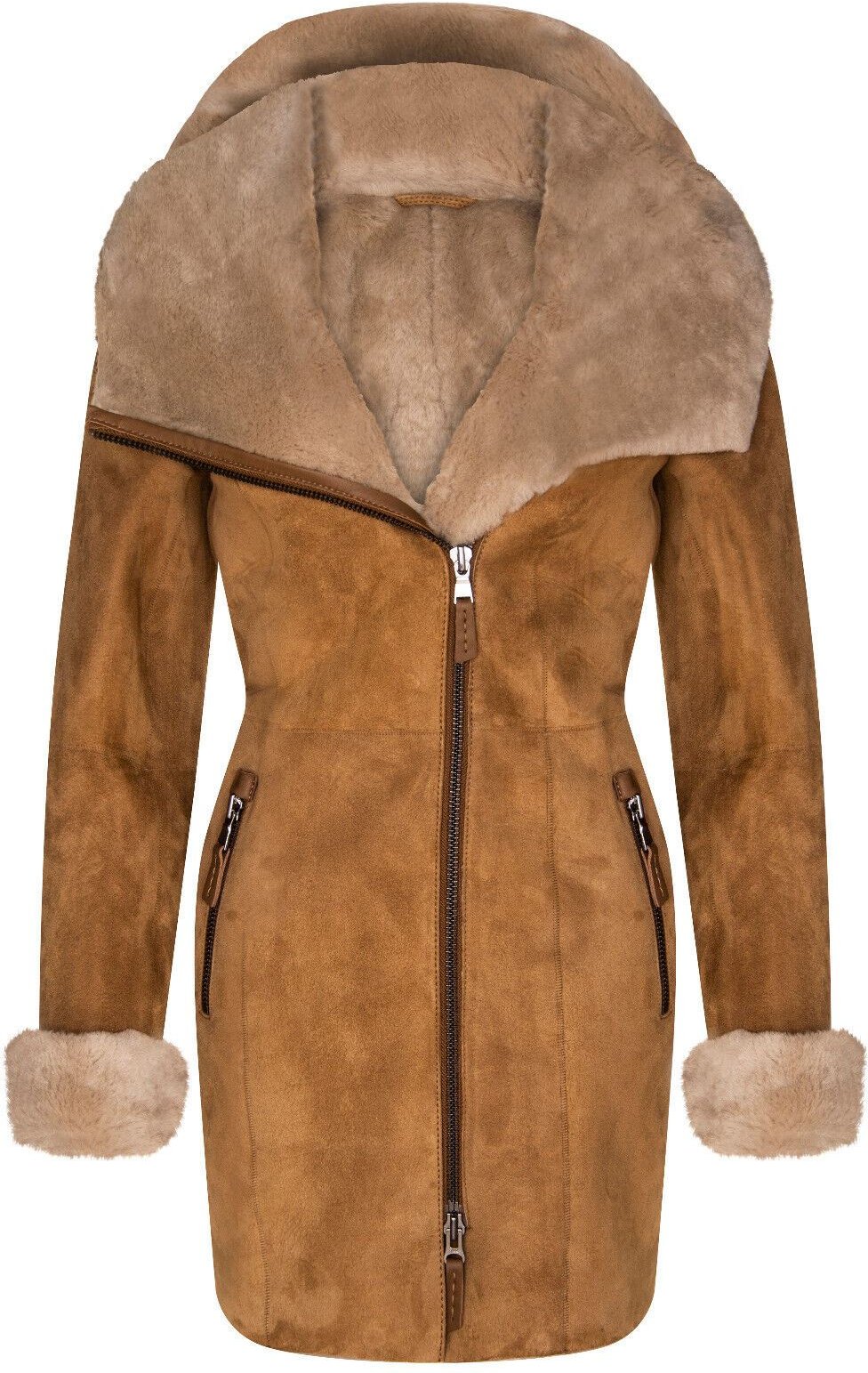 Damen-Kapuzenmantel aus Merino-Schaffell-Antioch