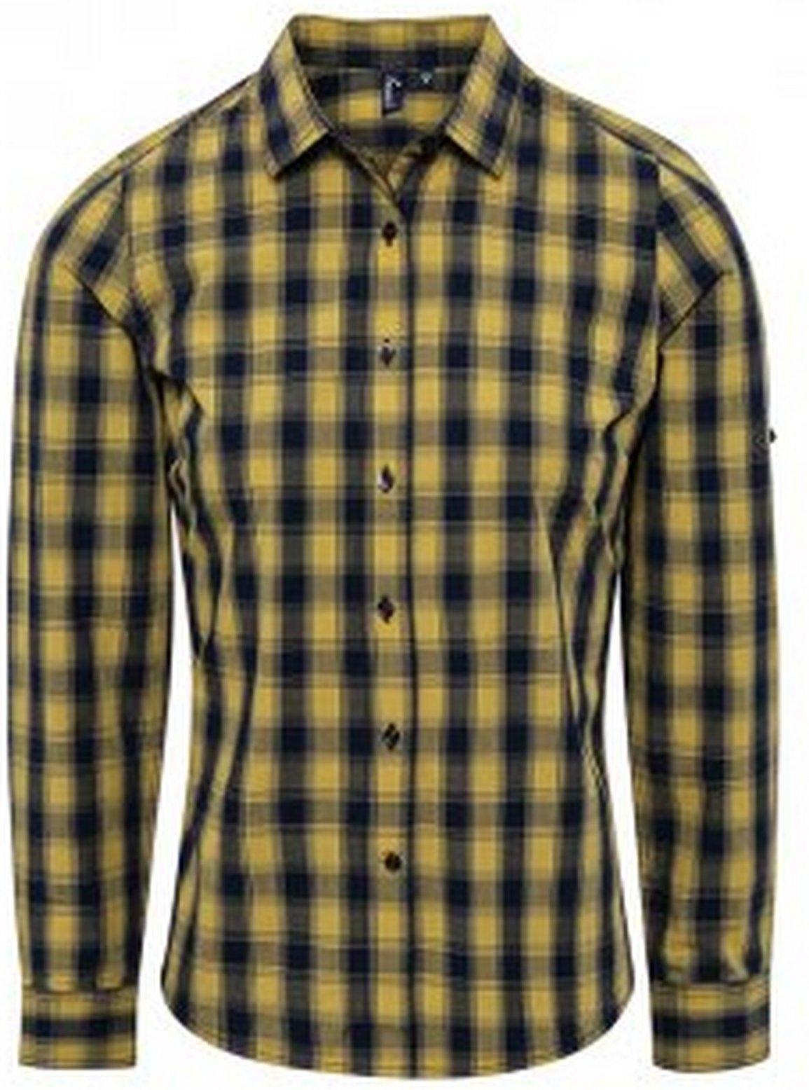 Premier Damen Karohemd Mulligan, langärmlig (Kamel/Marineblau)