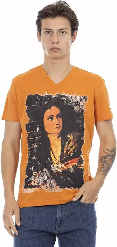 V-Ausschnitt T-Shirt mit Artwork-Druck