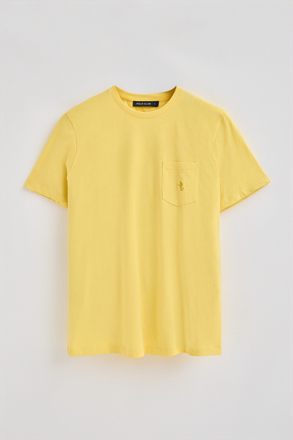 Kurzärmliges T-Shirt gelb mit Tasche und gesticktem Rigby Best-Logo