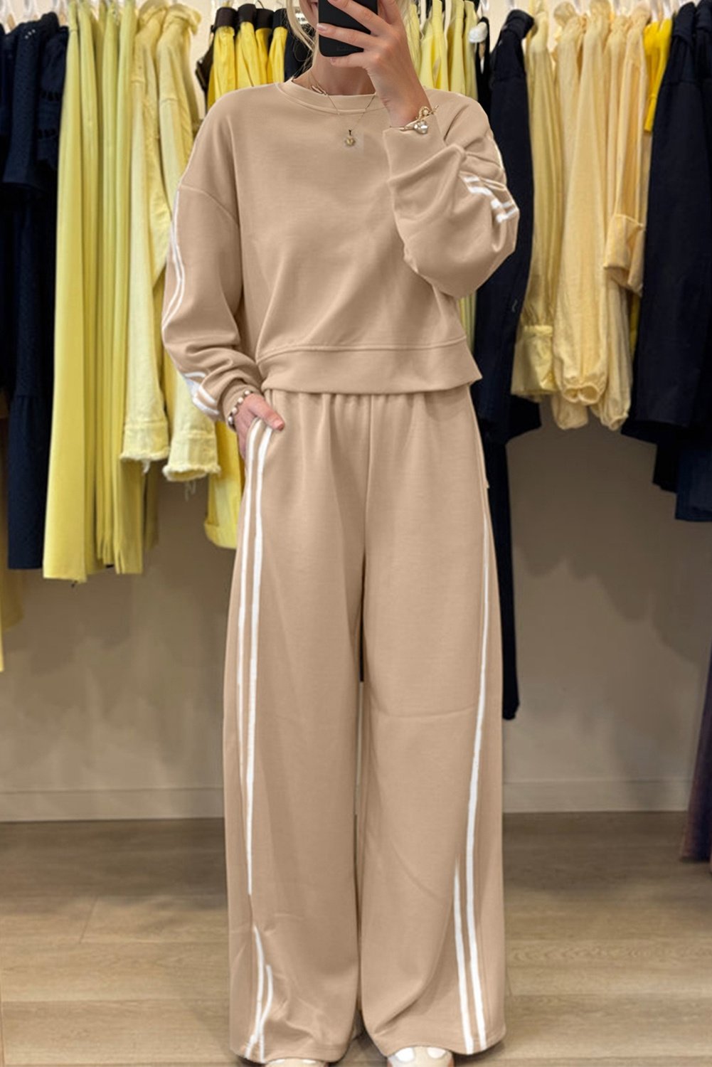 Hosen-Set mit seitlichem Streifen, lockere Passform