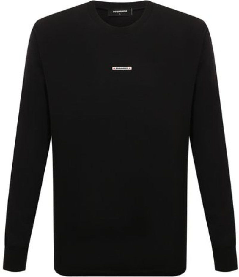 Dsquared2 Langarm-t-shirt Mit Kleinem Logo, Schwarz