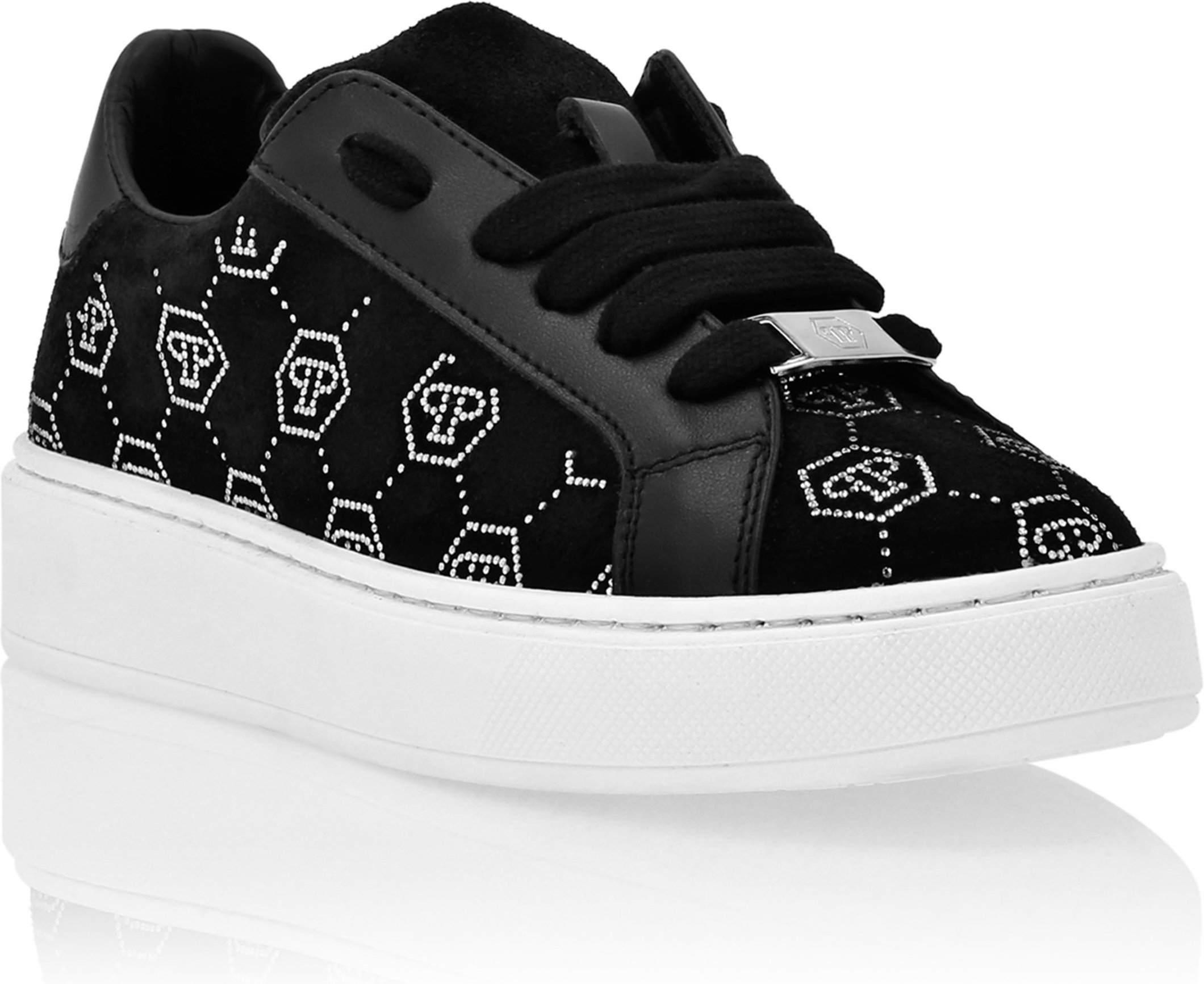 Suede Lo-Top Sneakers Monogram Strass