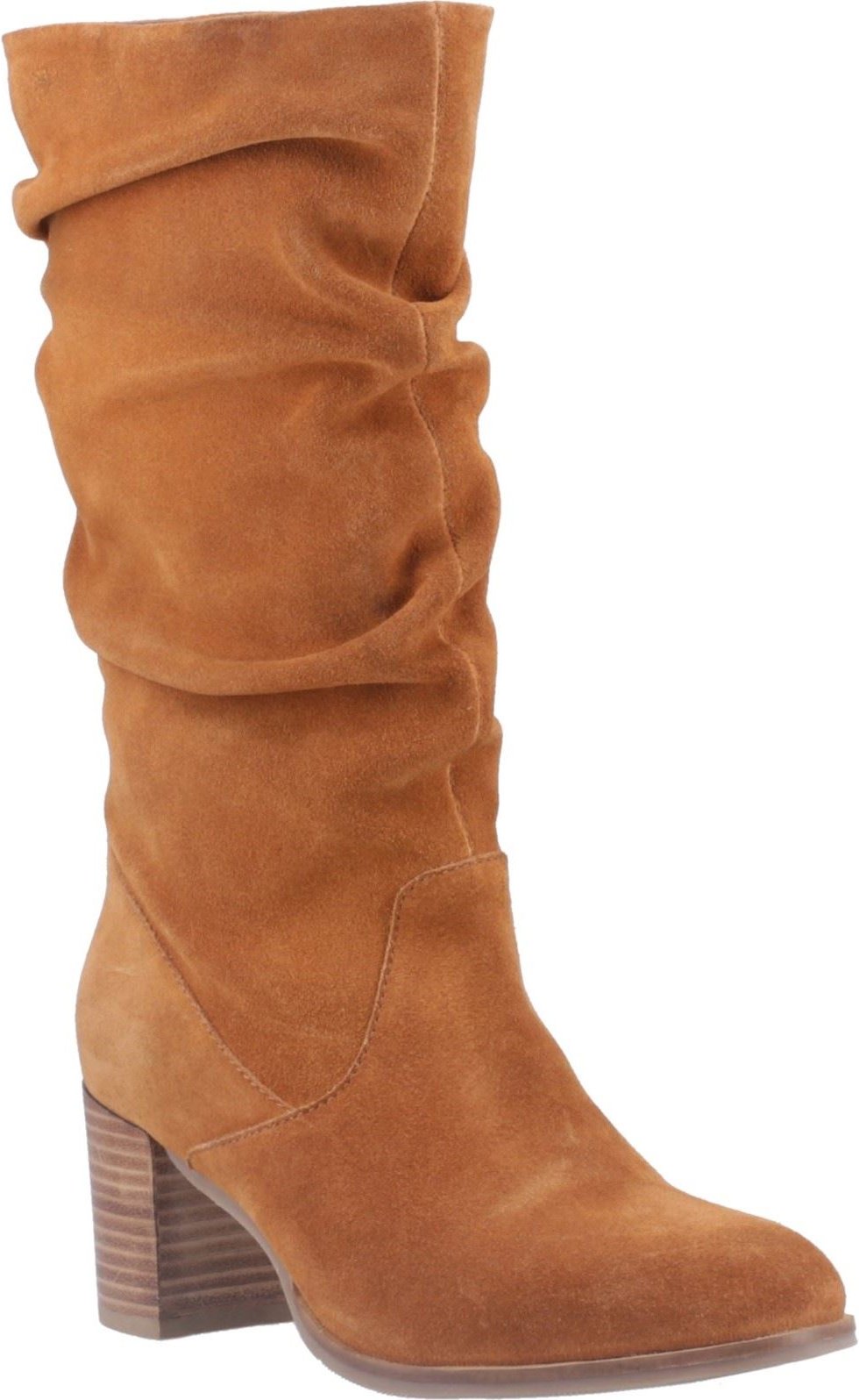 Thumbnail - Hush Puppies Cosima Damenstiefel in kniehohen beigefarbenen Wildleder mit Absatz