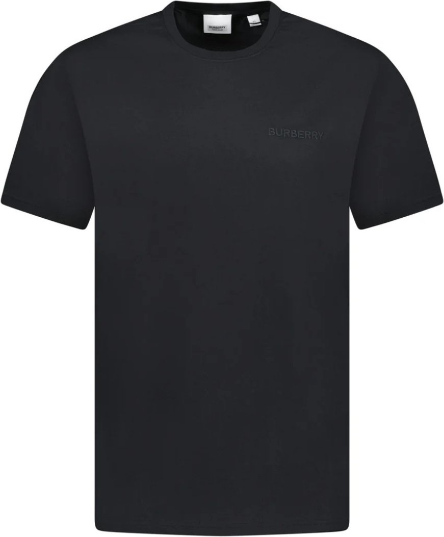 Schwarzes T-Shirt mit einfarbigem Burberry-Logo
