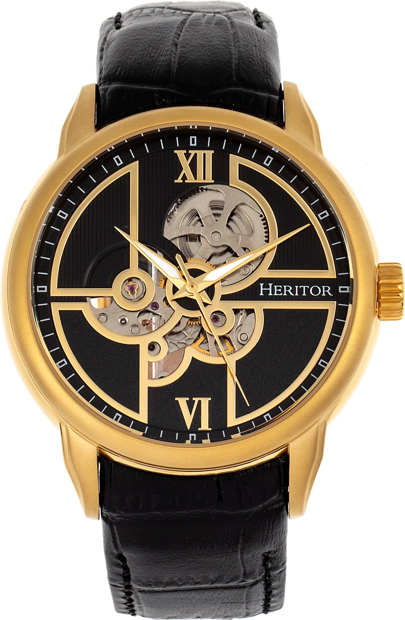 Heritor Automatik Sanford Semi-Skelett Lederbanduhr