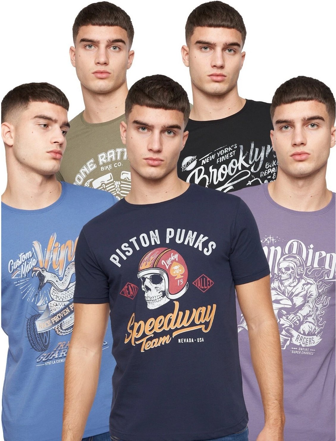 Crosshatch - "Jerome" T-Shirt für Herren (5er-Pack) (Bunt)