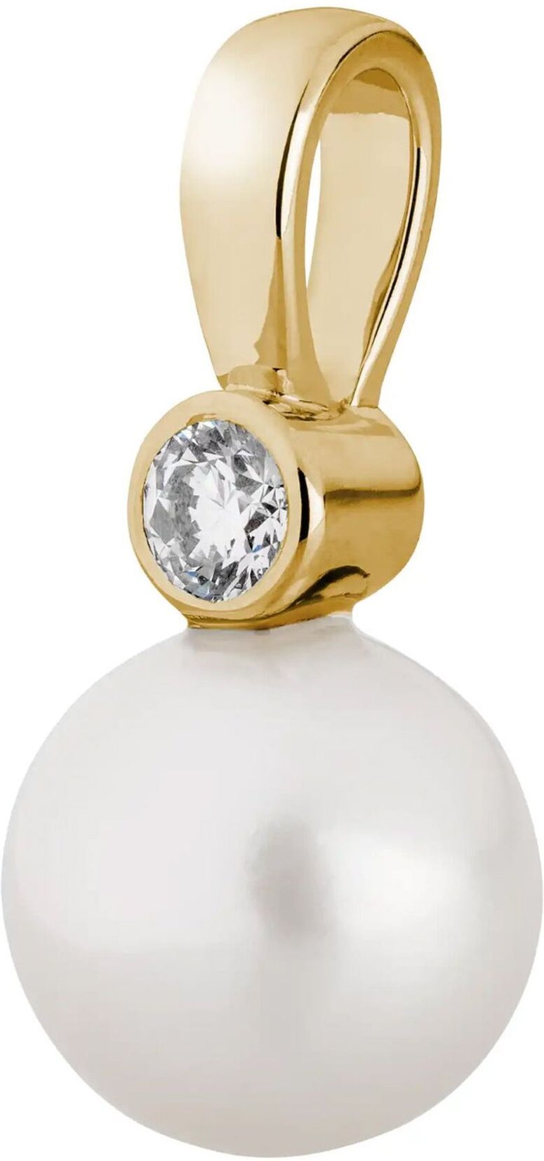 Lyomi Anhänger 585/- Gelbgold Perle 1 synth. Diam. 0,10ct.