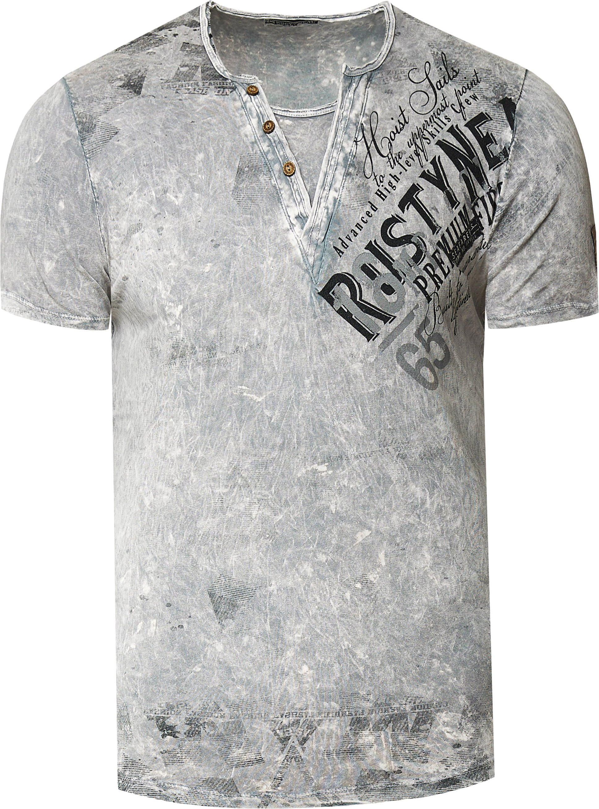 V-Neck T-Shirt Verwaschen mit Seitlichem Logo Print