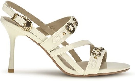 PINKO Beigefarbene Kalbsleder Bos Taurus Stiletto-Absatzsandalen