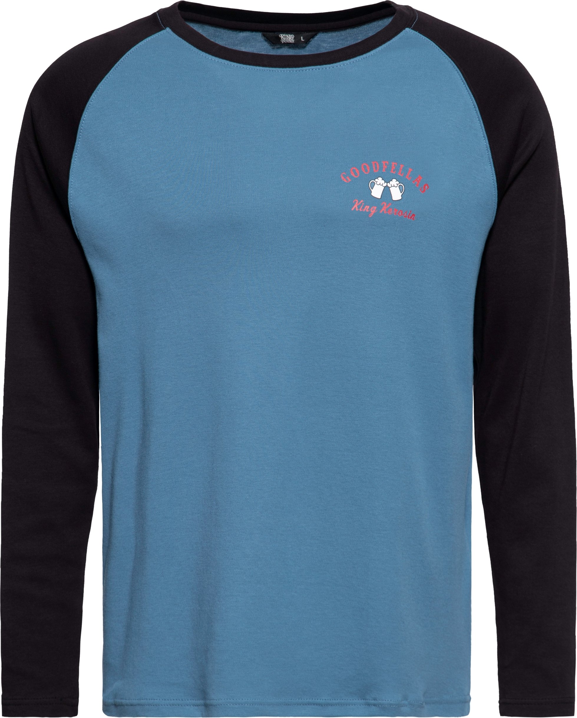 King Kerosin Herren Langarmshirt Good Fellas blau