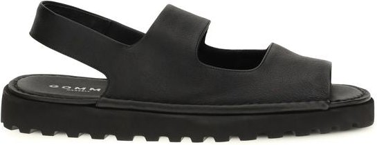 Marsell Schwarze Kalbsleder Bos Taurus Flachsandalen