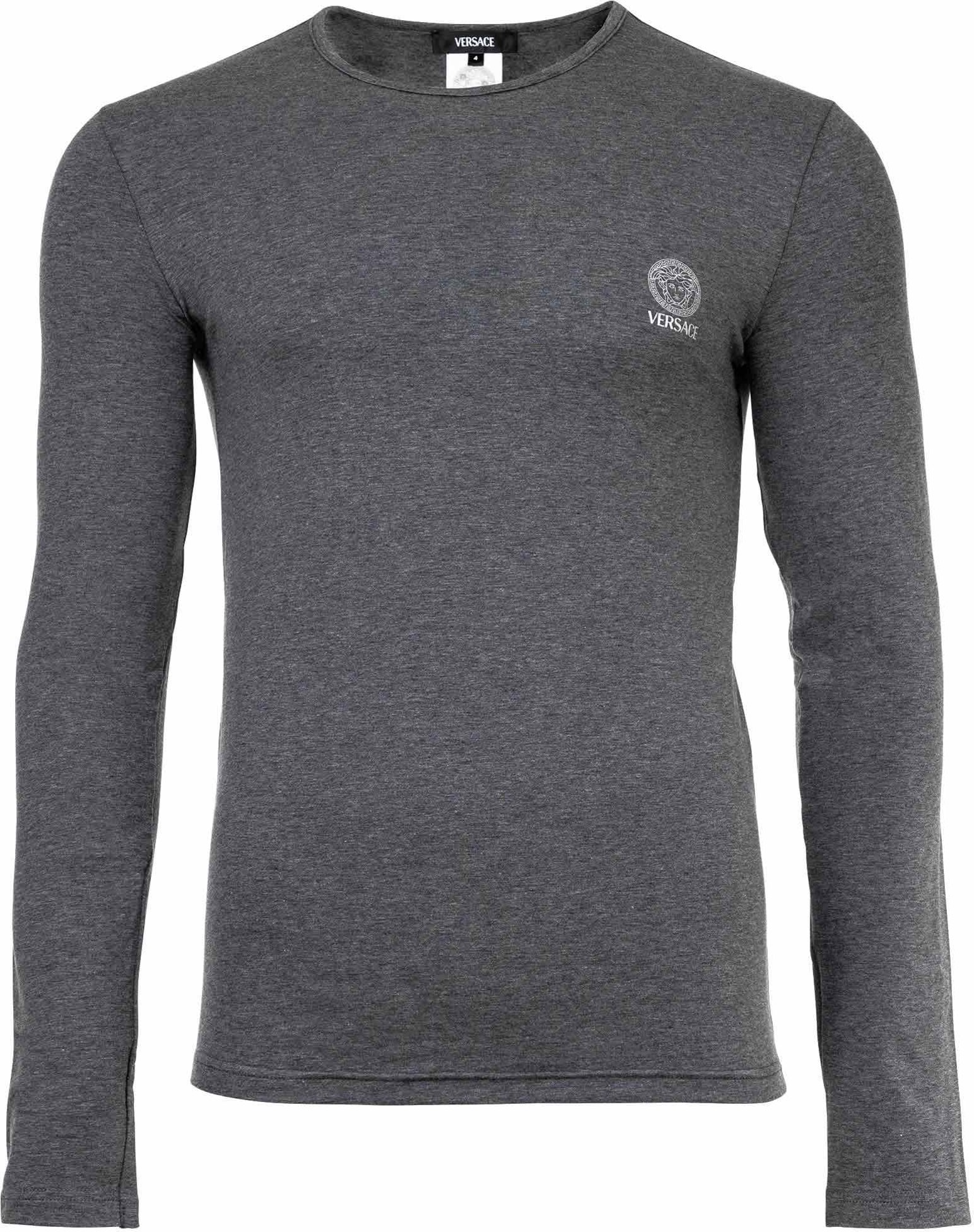 Versace T-Shirt Long Sleeves Round Neck Jersey Topeka Bi-Stretch Cotton Organic New Logo Longsleeve